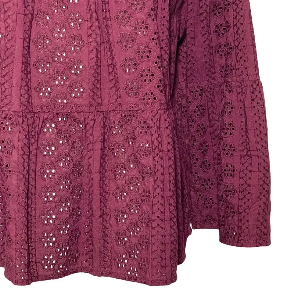 Madewell SZ M Eyelet Pattern Blouse Top
